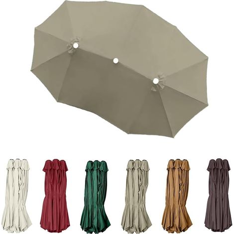 CCYKXAToile De Remplacement Grand pour Parasol Double Housse De Rechange pour Parasol 4.6m Toile De Parasol 12 Baleines Auvent De Parasol XXL(Light Grey) (1/5)
