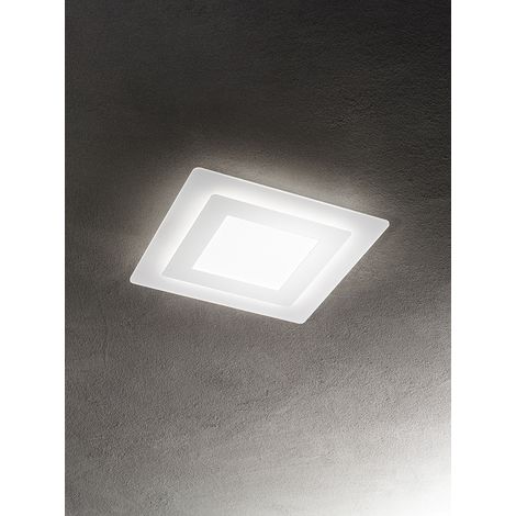 Plafonnier LED Carré Métal Blanc 45W CCT Sélectionnable 3000K/4000K/6000K Diffuseur Satiné 48x48 cm au Design Moderne par la marque Perenz - FR