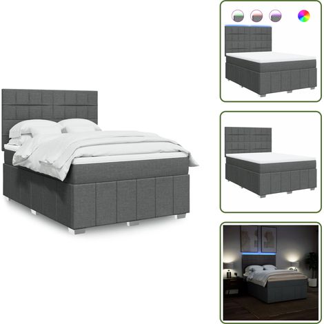 Sommier à lattes de lit avec matelas Gris foncé 160x200cm Tissu - Sommier À Lattes De Lit - Sommiers À Lattes De Lit - Lit - Meuble De Chambre À Coucher (1/5)