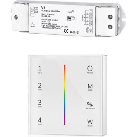 Kit Variateur Tactile RGB Sans Fil 4 Zones et Dimmer RF - SILAMP