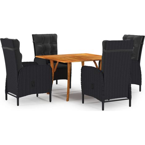 Juego de comedor de jardín de 5 piezas negro vidaXL (1/5)