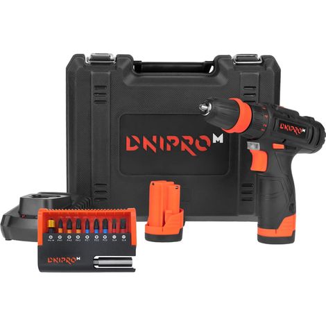 Dnipro-M Perceuse-visseuse 12 V 25 Nm, 2 batteries 2 Ah, 10 pointes incluses, 2 vitesses, mandrin rapide, léger 1,05 kg, mallette et chargeur 60 min, CD-12QX (1/5)