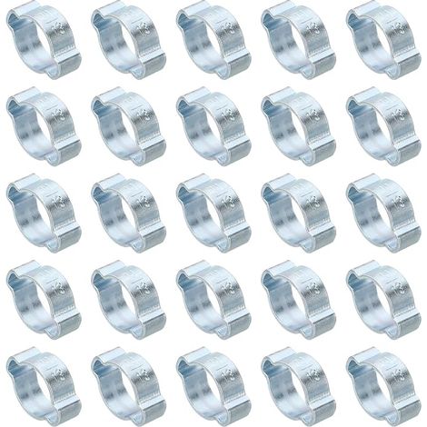 Collier de Serrage à Double Oreille 11-13mm Argenté 50 Pcs (1/5)