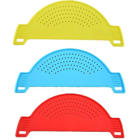 Lot de 3 passoires demi-lune en plastique, égouttoirs et tamis.