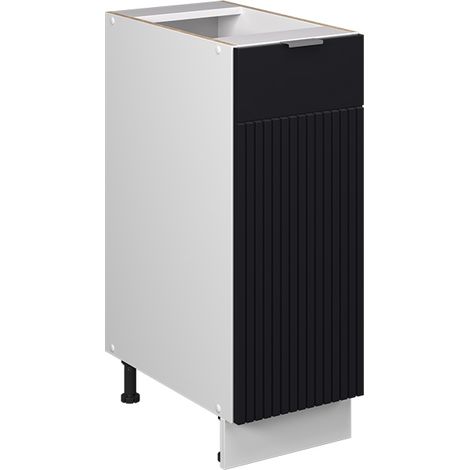 Armadio cucina dispensa alto Fame-Line, Nero rigato, 30 cm senza piano di lavoro, Vicco