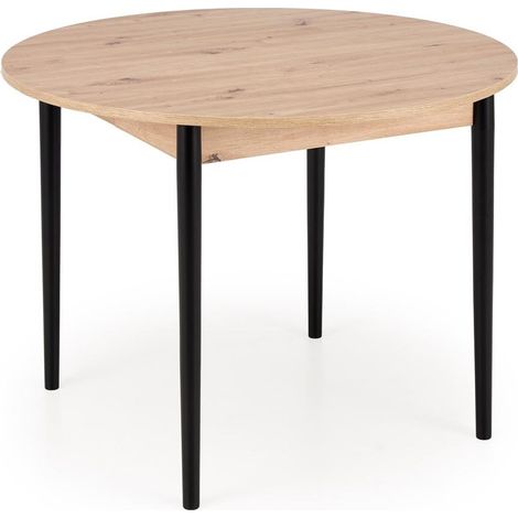 Mesa Houston 1990, Negro + Roble Artisan, 75x0x0cm, Alargamiento, Aglomerado laminado, Madera