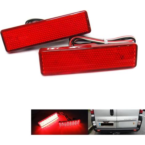 2x feu réflecteur de pare-choc lentille rouge, LED, anti-brouillard, freinage, DRL pour Vivaro Movano Master II Trafic II III Primastar (1/3)