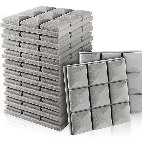 Packung mit 12 schalldämmenden Schaumstoffplatten, hochdichte Akustikplatten, klebstofffrei (1/5)