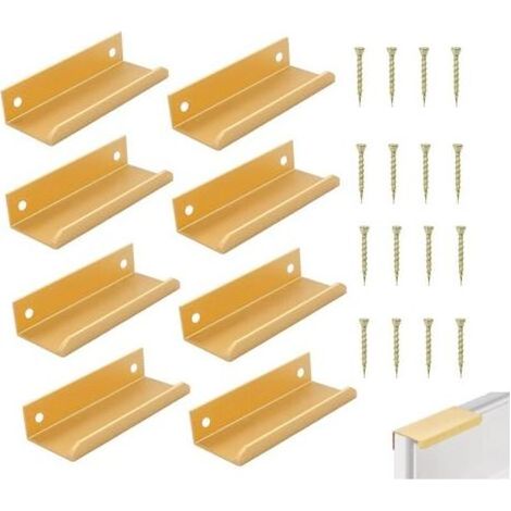 8 Poignées D'armoire De Cuisine Cachée Encastré,Poignée De Meuble Invisible Poignées De Tiroir En Métal,Moderne Quincaillerie De Placard,Alliage D'aluminium,D'or(Length 100mm) (1/4)