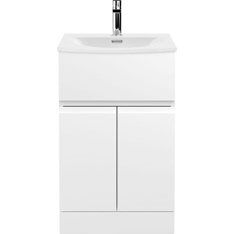 Hudson Reed Urban Floor Standing Vanity Unit with Basin 4 Satin White - 500mm Wide (1/5)