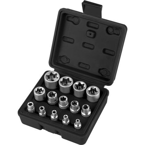 Juego de llaves de vaso Torx hembra de 1/4", 3/8", 1/2", llaves de vaso de perfil E Torx E4, E5, E6, E7, E8, E10, E11, E12, E14, E16, E18, E20, E22, E24 con estuche n.° (1/4)