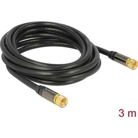 Delock antenna cable f plug  f plug 3 m black