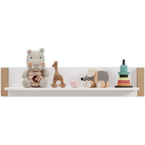 Tableau Mural pour Chambre de bébé en pin Blanc, Aspect Bouleau – Étagère Murale Polyvalente pour la Chambre de bébé – 110 x 22 x 20 cm (l x H x P) (1/5)