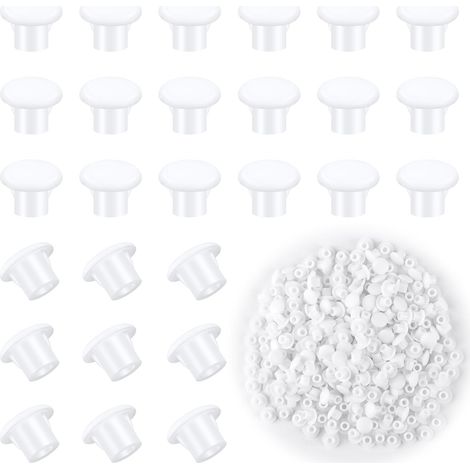 400 Pièces Cache Trou Meuble Blanc, 5mm Bouchons Cache-Trou en Plastique pour Trous de Perçage Caches pour Vis Meubles Cache-vis Ronds