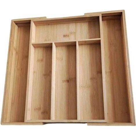 Boîte de rangement pour couverts en bambou, adaptée aux tiroirs, capacité de rangement extensible de 26cm à 39cm,support à couverts