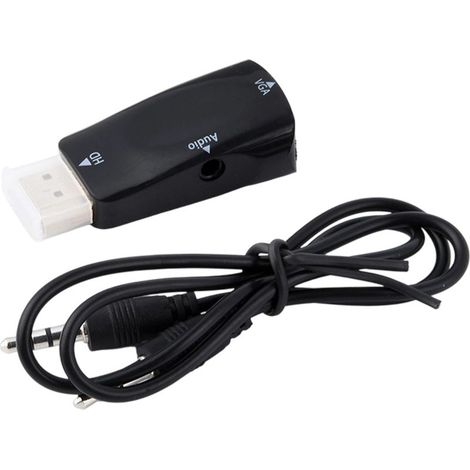 1 Adaptateur HDMI vers VGA, Câble audio intégré, Jack 3,5 mm, Résolution vidéo, pour PC et projecteur (1/5)