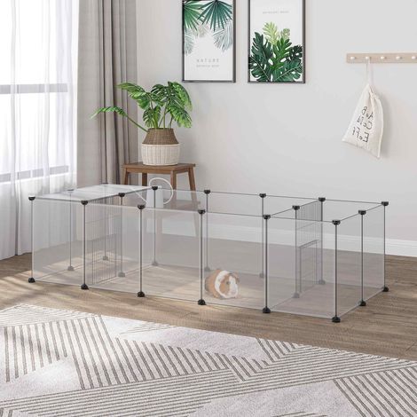 Enclos parc modulable pour petits animaux 20 panneaux pour lapin hamster chiot cochon 175 x 70 x 45 centimètres blanc