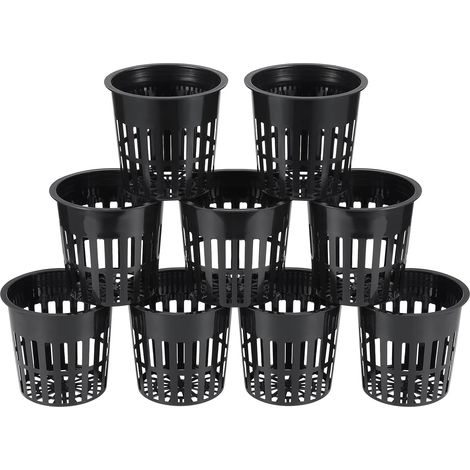 Lot de 30 pots de jardin en filet de 10 cm, pots en filet pour plantes hydroponiques, pots pour pépinières, pots en filet perforé résistant pour plantes hydroponiques de balcon avec (1/5)