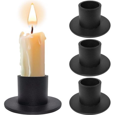 Juego de 4 candelabros negros, portavelas retro para velas de mesa, el comedor y el dormitorio, así como para la chimenea