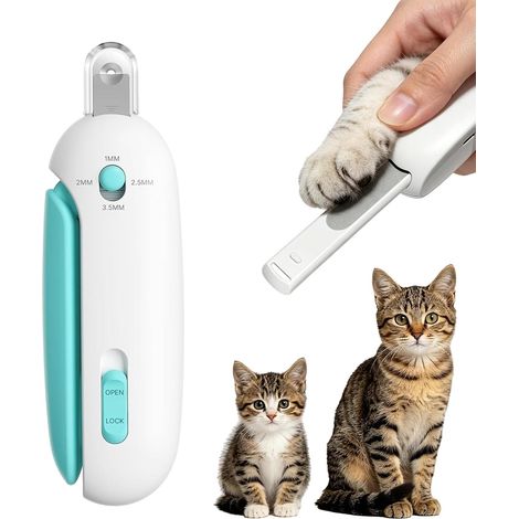 PCS Cat Nail Clipper, Cat Nail Scissors with Adjustable Cutting Hole in 3 Sizes, Hidden Nail Splash Guard for Small and Medium Pets (1/5)