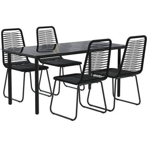 Ensemble de salle à manger de jardin meuble extérieur 5 pièces noir