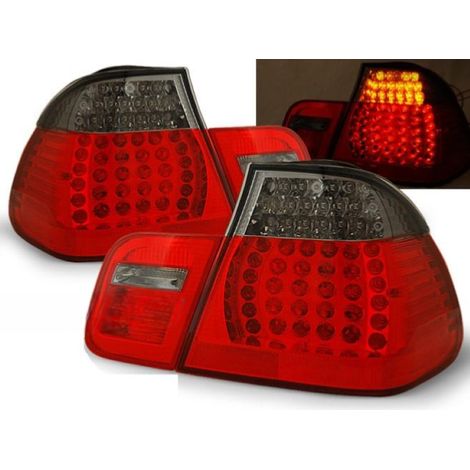 Paire de feux arriere BMW serie 3 E46 berline de 05/1998 a 08/2001 LED rouge fume (1/2)
