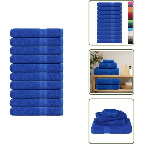 vidaXL Handtücher 10 Stk. Blau 100x200 cm 360 g/m² 100% Baumwolle (1/5)