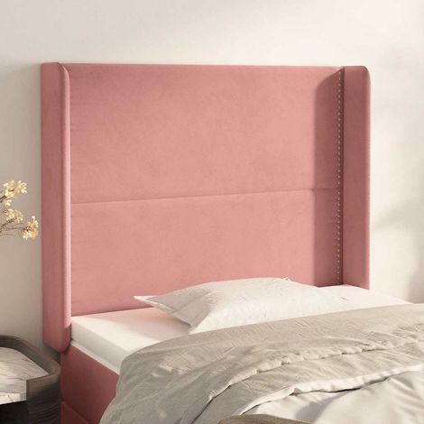Tête de lit avec oreilles en velours rose, hauteur réglable, 103 x 16 x 118/128 cm, 13.35kg - PANGIVO (1/5)