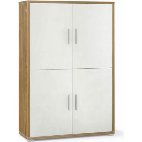 Mobile 4 Ante 108L x 41P x h161 – Finitura Legno Noce e Bianco Opaco – Sarmog (1/2)