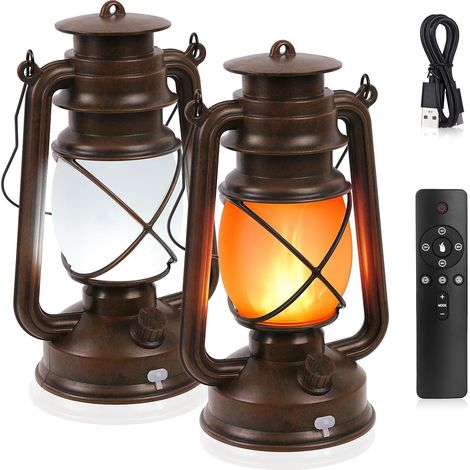 Lanterne LED Extérieur - Lot de 2 - Cuivre Antique - Rechargeable USB - Étanche IP65 - Jardin Terrasse Camping (1/5)