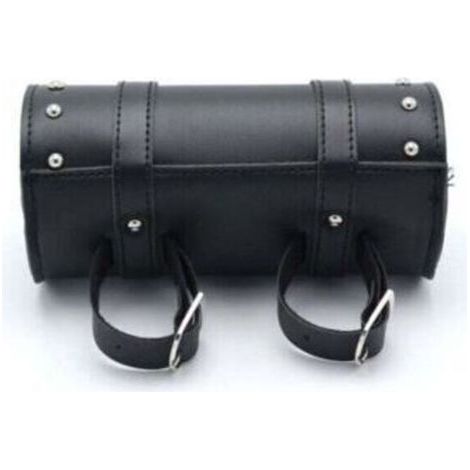Motorrad-Satteltaschen, Werkzeugtasche aus Leder für Motorräder, Universal-Motorrad-Satteltaschen, Schwarzes Motorrad-Werkzeugset aus Leder, mit 2 Befestigungsgurten, Passend für die meisten Motorräde (1/5)