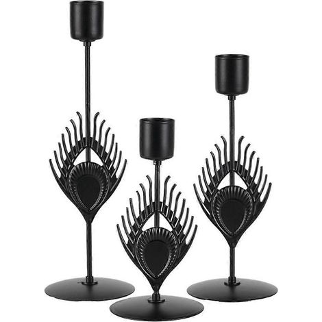 Ensemble de 3 bougeoirs en métal noir pour la décoration intérieure - Beauté et simplicité (1/4)