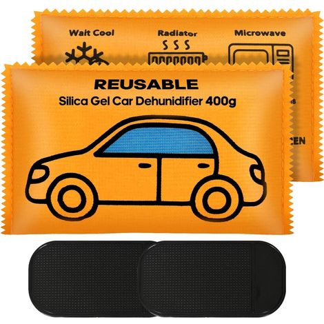 Absorbant d'humidité réutilisable pour voiture, 2x400g, gel de silice, avec tapis antidérapant (1/5)