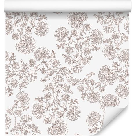 Papier peint Fleurs blanches et gris clair, détails fins 50x1000 cm (1/5)