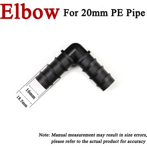 (Coude 20 mm - Lot de 2 - Chine continentale) Raccord en T pour tuyau PE de serre, coude droit, bouchon, accessoire pour micro-irrigation par aspersion (1/5)