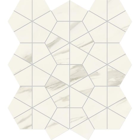 Mosaïque effet Marbre Blanc Calacatta Armonia Hexa 46,6x40,3x0,9 cm Brillant Orsiano - Mur intérieur (vendu par carton de 0,75 m²) - RO'MA CARRELAGE