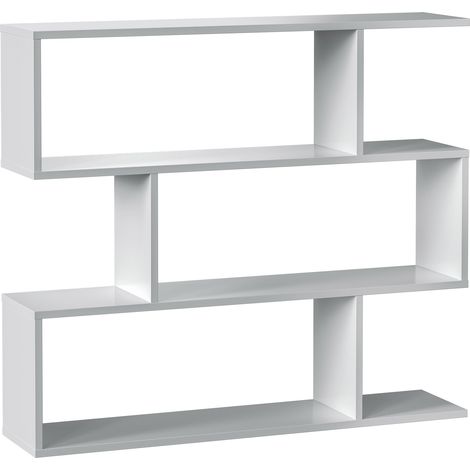 Bücherregal Bologna Hochglanz Weiß Bücherregal 6 Fächer, Wohnzimmer oder Büro, 110 x 24 x 97 cm
