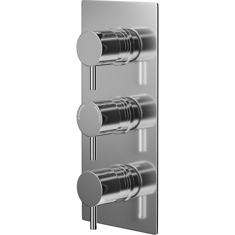 Circo Polished Chrome Concealed Triple Thermostatic Shower Valve with Diverter - 3 Outlets (1/5)