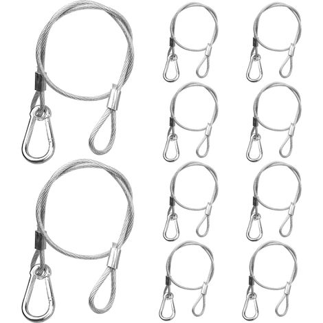 Lot de 10 câbles de sécurité - Acier galvanisé - Fixation fiable pour éclairage scène et treillis - Diamètre 4 mm Longueur 50 cm (1/5)