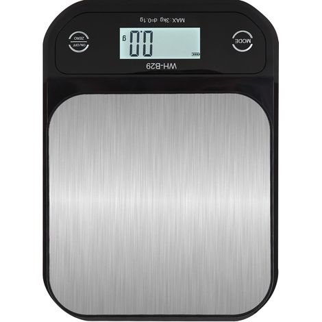 Elektrische Küchenwaage aus Edelstahl und ABS, wasserdicht, mit klarem Display, elektronische Flachwaage (1/5)