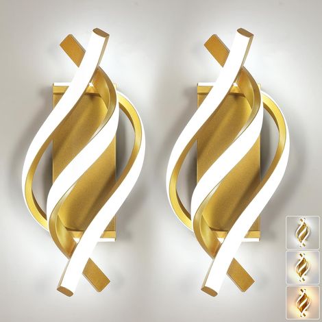 Lot de 2 appliques murales LED, lampe de chevet LED, 3 températures de couleur (or) (1/5)