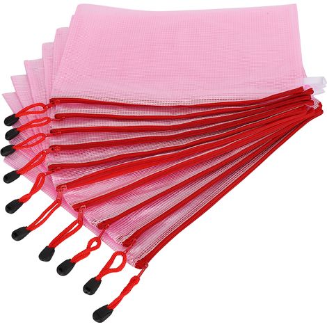 Pochette zip transparente A4 PVC 10 pièces, classeur à documents, organisateur de papiers, rose clair, rangement d'archives, étui réutilisable (1/5)