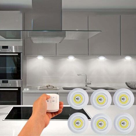 5 Pièces Veilleuses Télécommandées Sans Fil - 3W Super Lumineuses COB avec Intensité Variable Éclairage Doux Chaud pour Décoration de Chambre, Garde-Robe, Cuisine et Salon (1/4)