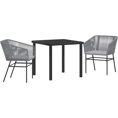Maison Exclusive - Ensemble de salle à manger pour jardin avec coussin 3 pcs Gris (1/5)