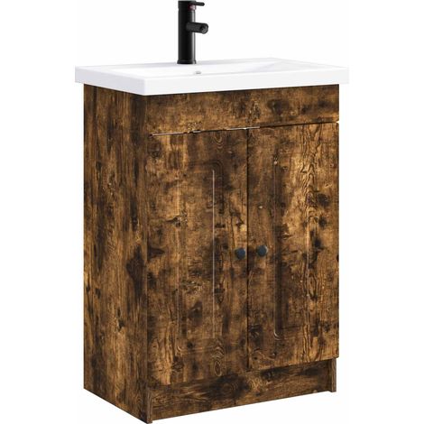 Bathroom Furniture Set Smoked Oak 56 x 37.5 x 81 cm vidaXL (1/5)