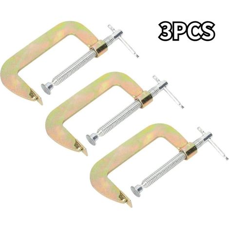 3 pièces Pince C pince G ensemble robuste Pince de travail du bois soudage main poignée support charpentier outil(2 inch) (1/5)