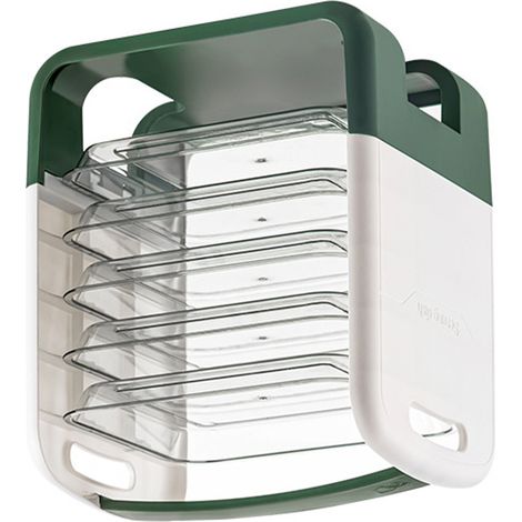 Panier coulissant en plastique à quatre niveaux pour le rangement des légumes, étagère de cuisine, vert (1/5)