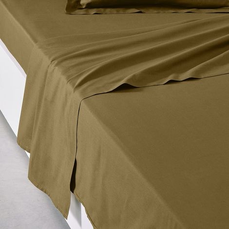 Today Essential – Lenzuolo piatto 2 persone 240 x 300 cm, in cotone, tinta unita, colore: marrone, regina (1/3)
