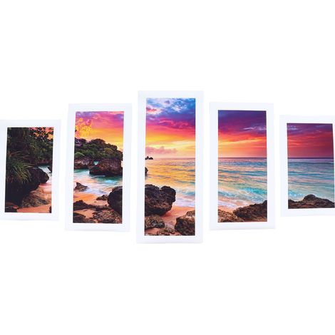 de 5 tableaux sans cadre sur toile représentant une plage (1/5)
