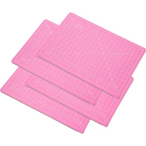 Lot de 4 tapis de découpe A5 roses en PVC pour maquettes, gravure et sculpture sur papier. (1/5)